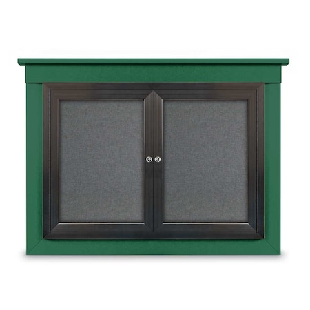 24x36 1-Door Enclosed Outdoor Letterboard,Hdr,Blue Felt/Bronze
